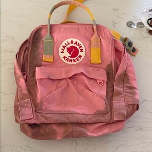 Fjallraven Pink Backpack with Yellow Straps